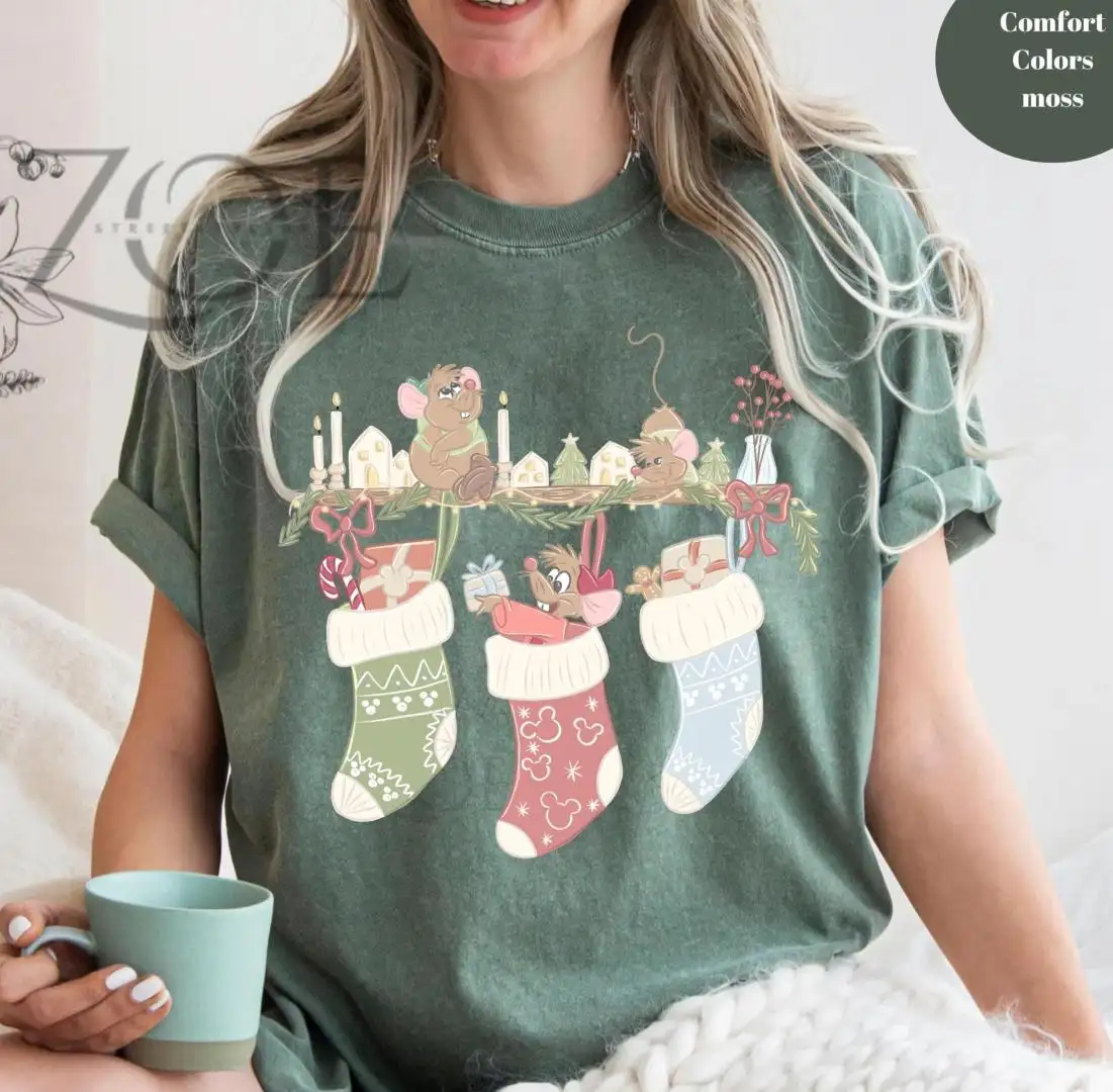 Retro Disney Gus Gus Christmas Stocking Shirt Vintage Disney Cinderella Princess Shirt Gus Gus tee Disney Christmas Princess Shirt