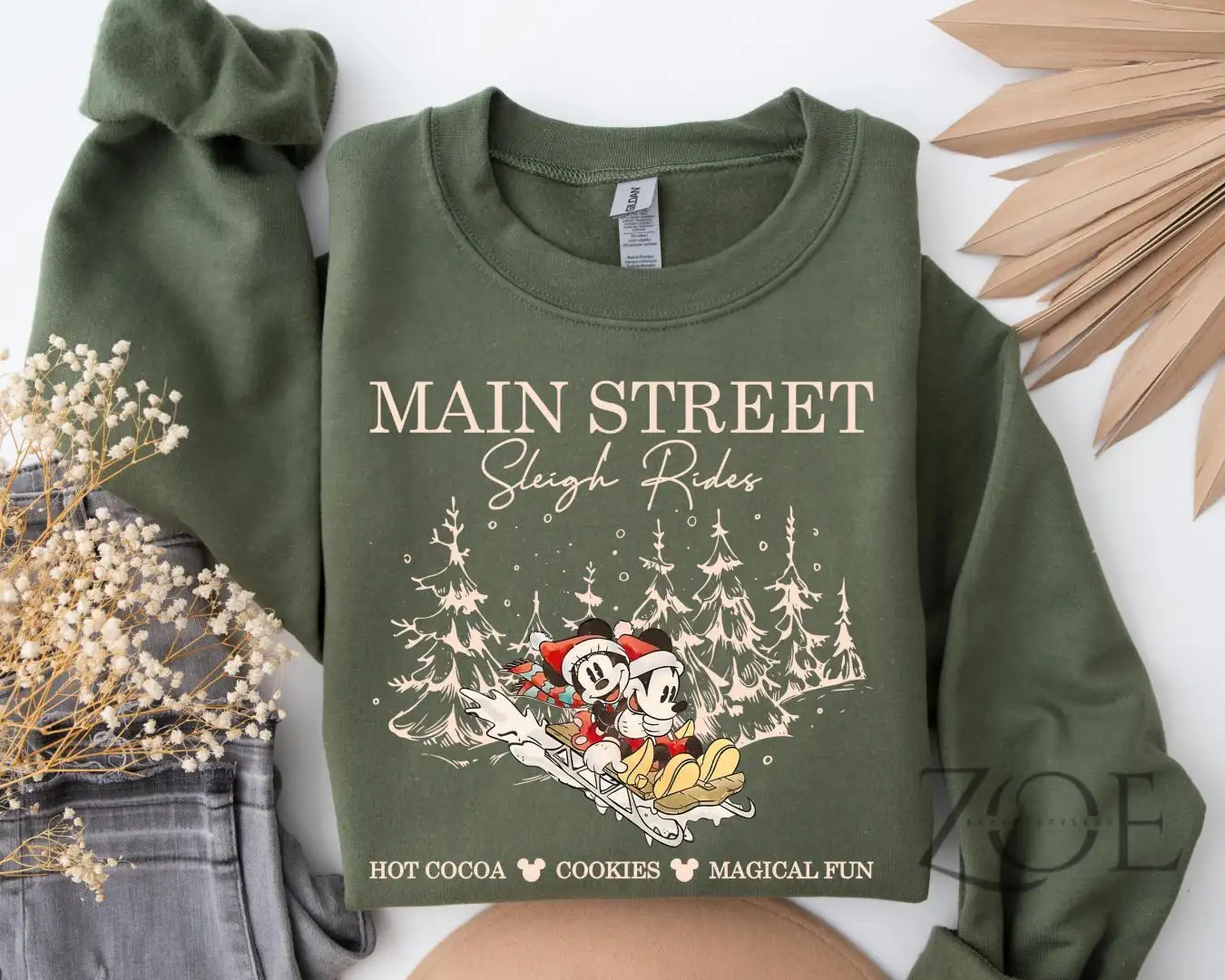 Disney Main Street Sleigh Rides Christmas Sweatshirt, Disney Merry Christmas Sweatshirt, Mickey Minnie Christmas Shirt, Christmas Tree Shirt.