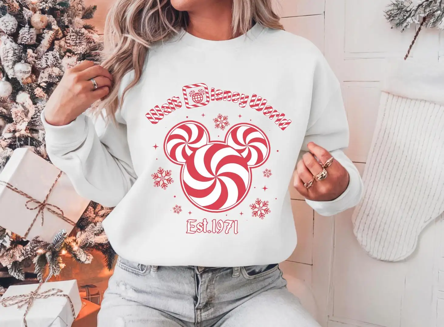 Retro Walt Disney World Christmas Family Sweatshirt, Disneyworld Christmas Sweater, Magic Kingdom Shirt, Christmas Peppermint Matching Tee