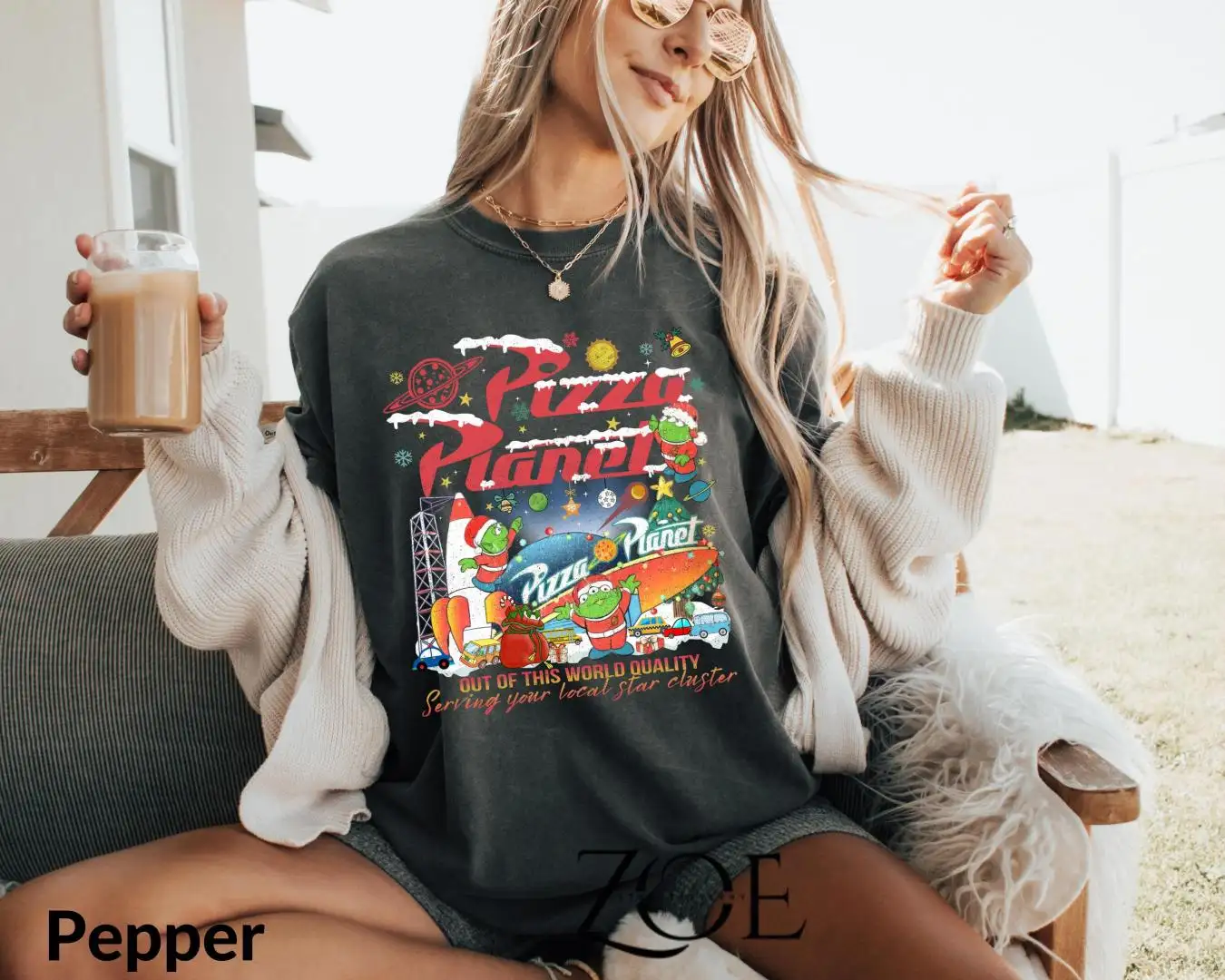 Retro Pizza Planet Christmas Shirt, WDW Disneyland Trip Christmas Shirt, Disney Family Christmas, Aliens Toy Story Pizza Planet Shirt