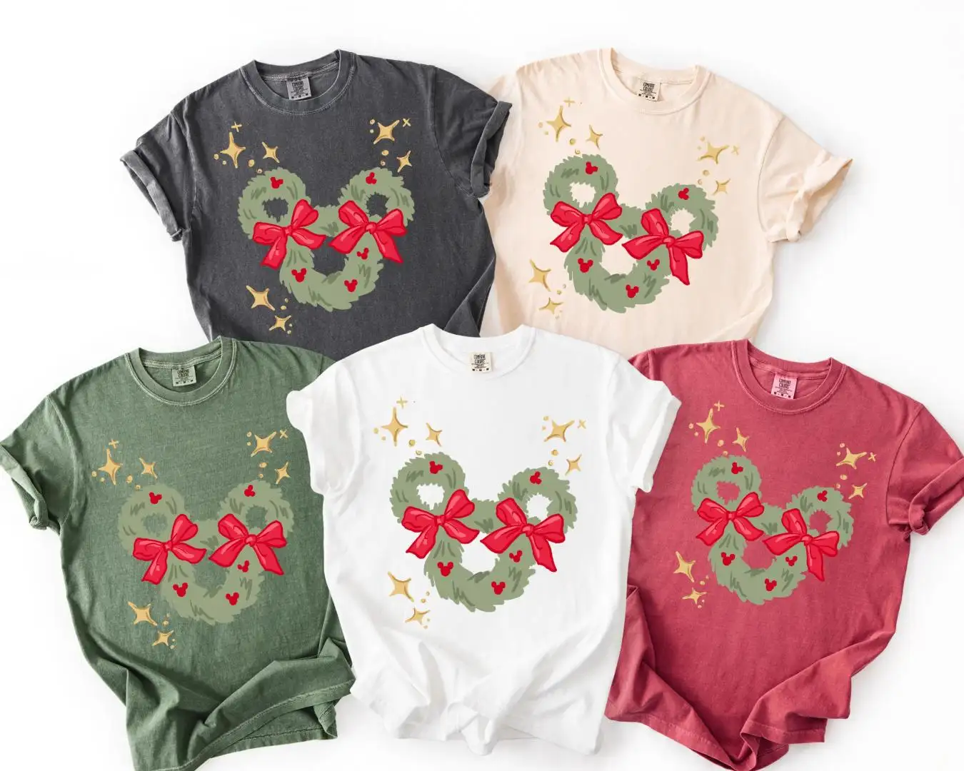 Comfort Color® Disney Coquette Bow Christmas Wreath Shirt Mickey Tis the season Shirt Disney Magic Castle Christmas Mickey Wreath