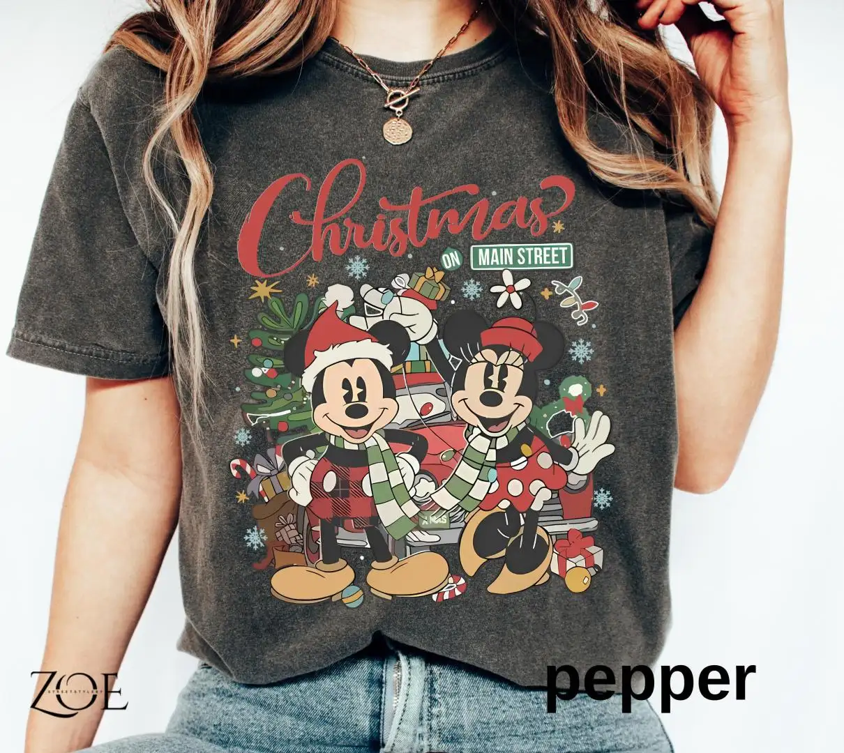 Comfort Colors Vintage Mickey Minnie Disney Christmas On Main Street Shirt, Disney Christmas Mickey Shirt, Mickey's Very Merry Christmas Party