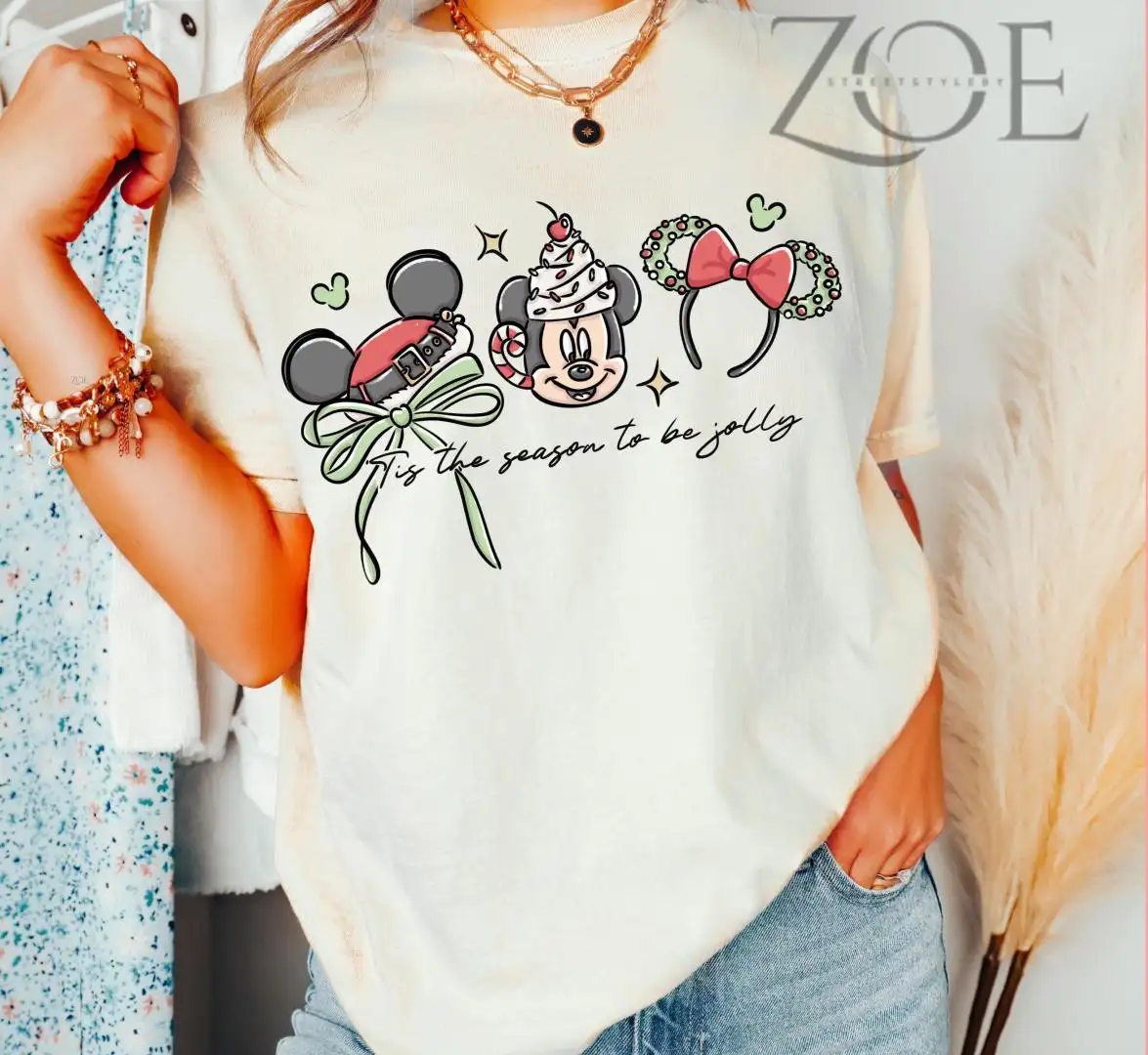 Comfort Colors Tis the Season to Be Jolly Disney Shirt Mickey Christmas Ears Tee Family Matching Xmas Shirt Cute Christmas Mouse Shirt