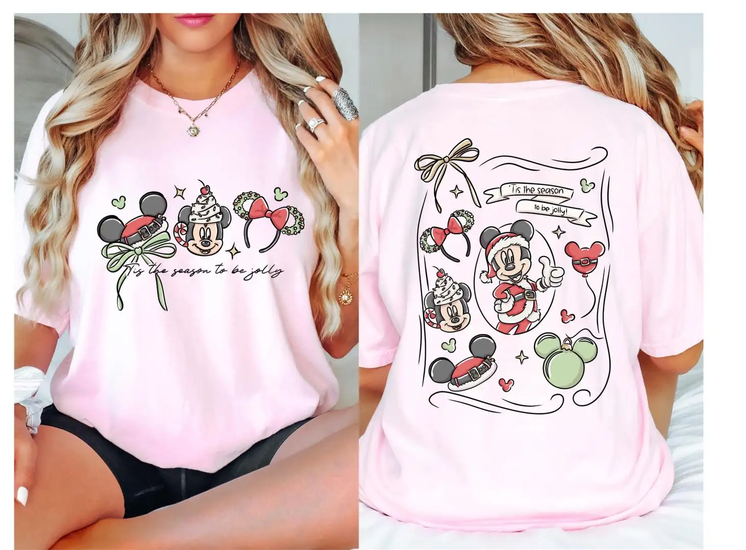 Disney Coquette Bow Tis the Season to Be Jolly Christmas Shirt Disney Christmas Shirt Disney Mickey's Very Merry Xmas Party 2025 Shirt