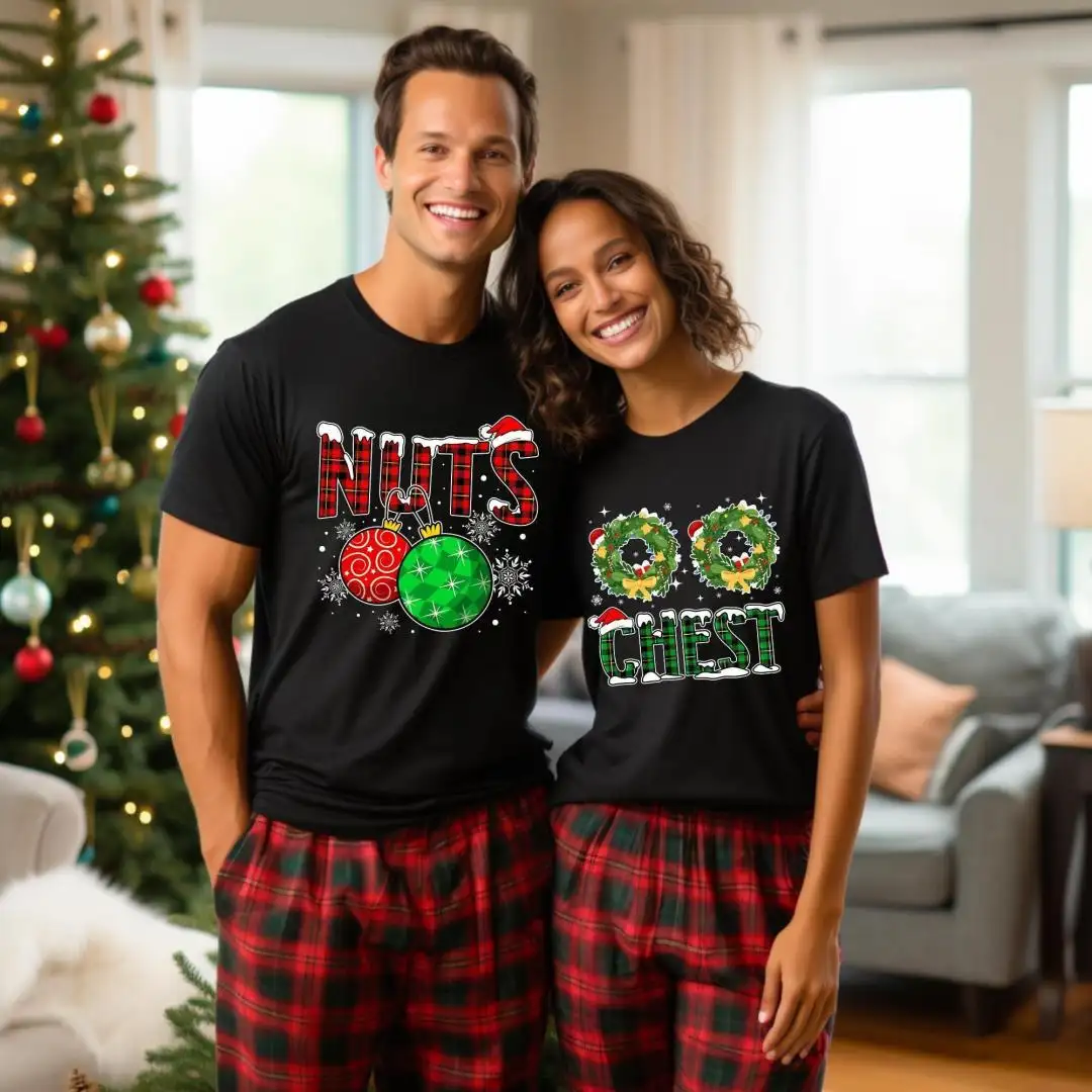 Chest Nuts Couples Matching Shirts, Gift for Couple, Christmas Shirt, Xmas Party, Funny Christmas Tees, Mr. & Mrs., Holiday Shirts, Family Tee