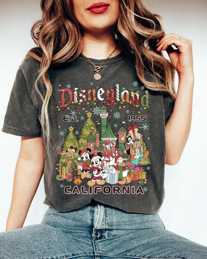 Comfort colors Vintage Disneyland Christmas Shirt, Christmas Family Shirt, Mickey and Friends Christmas Shirt, Christmas Gift, Disneyland Shirt