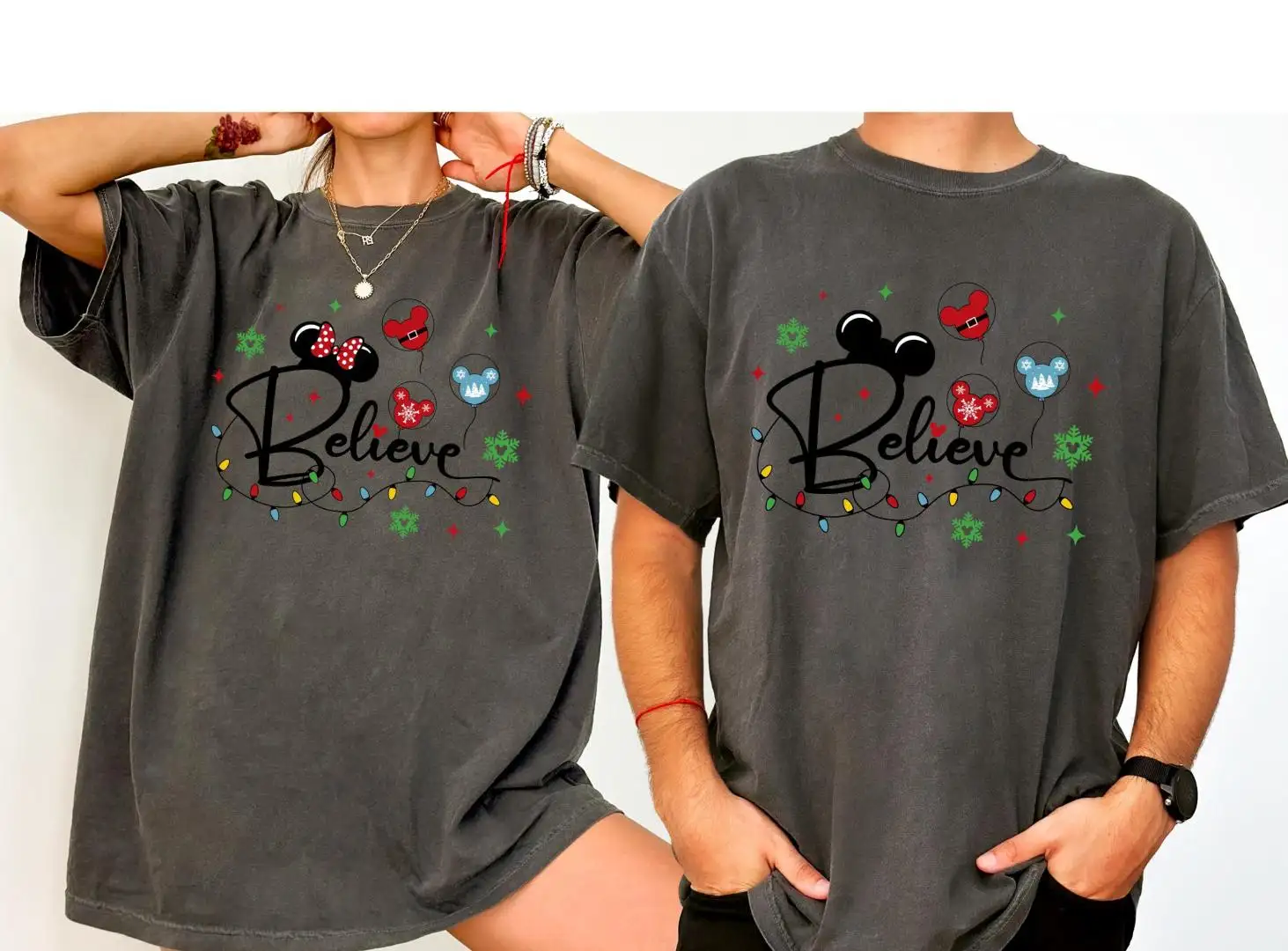 Comfort Colors Mickey Believe Christmas Shirt, Christmas Mouse Tee, Christmas Mouse Balloon Shirt, Xmas Gift, Mickey Christmas Believe Shirt