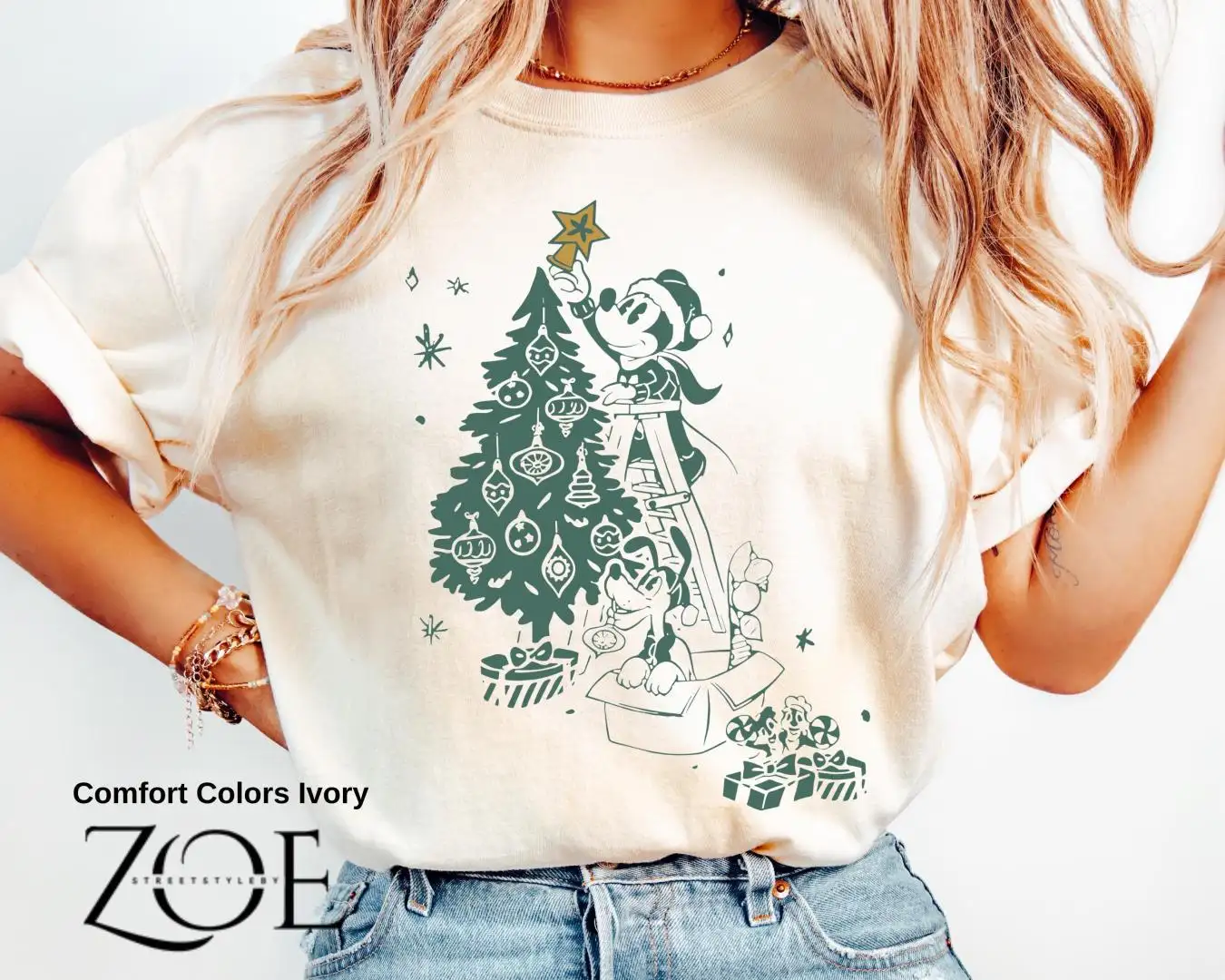 Comfort Colors Retro Disney Mickey and Minnie the Merriest Place on Earth Tee, Disney Christmas Tree Shirt, Disney trip shirt, Disney Christmas