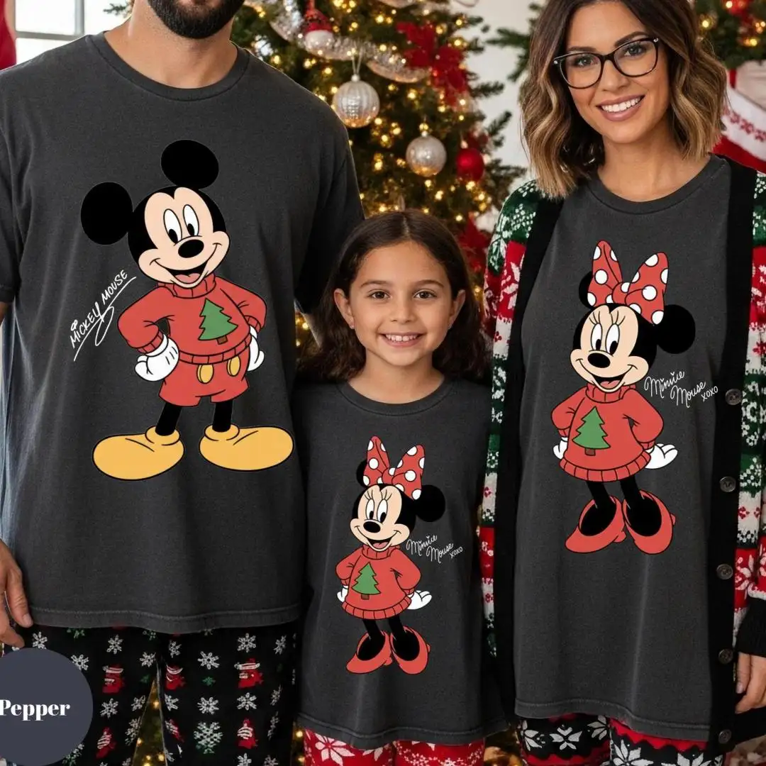 Comfort Color® Disney Mickey and Friends Merry Christmas Shirt Retro Disney Christmas Shirt Disney Holiday Tee Disney Family pajamas Shirt
