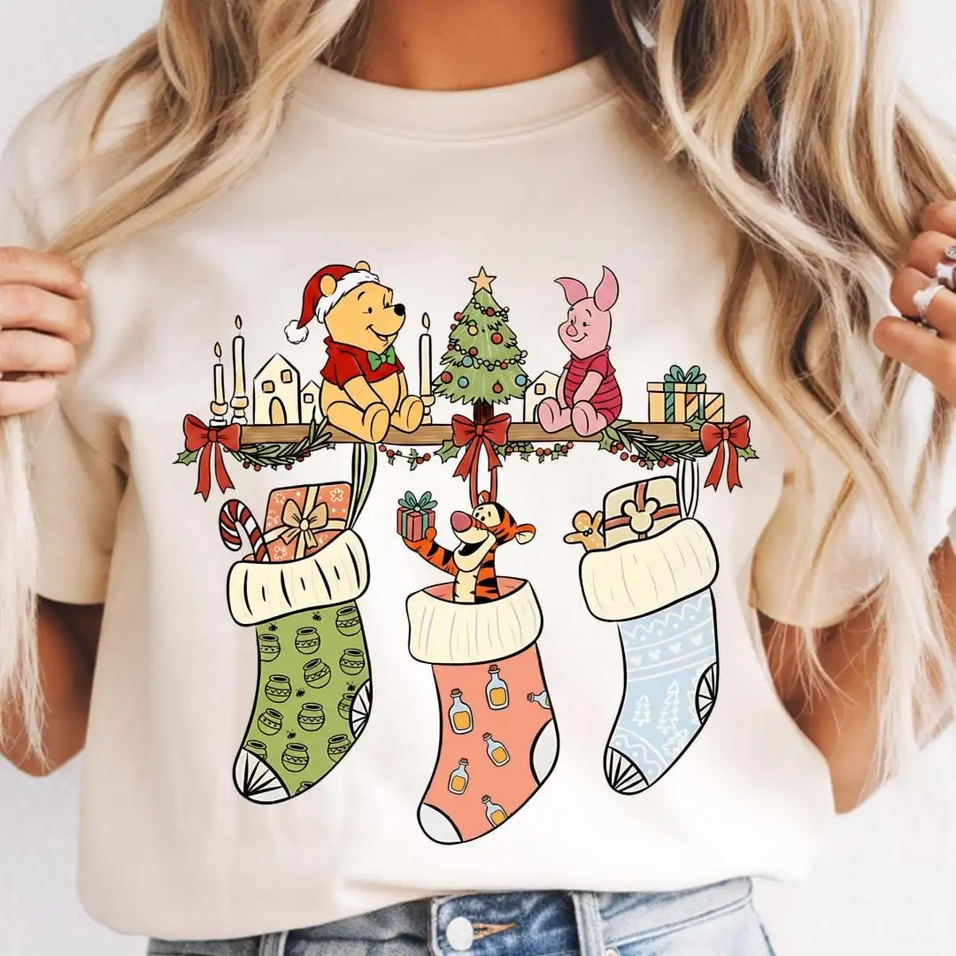 Comfort Colors® The Pooh and friends Xmas Tee Disney Winnie Christmas Shirt Cute Disney Christmas Trip Shirt Magic Kingdom ChristmasLights