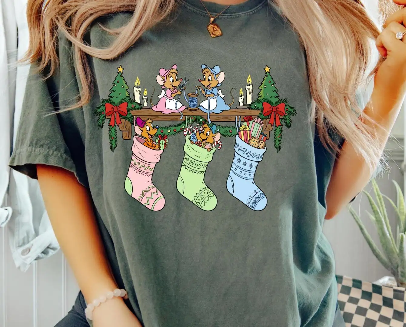 Comfort Color® Disney Gus Gus Christmas Stocking Shirt Retro Disneyworld Cinderella Princess Shirt Gus Gus tee Disney Girl trip tee