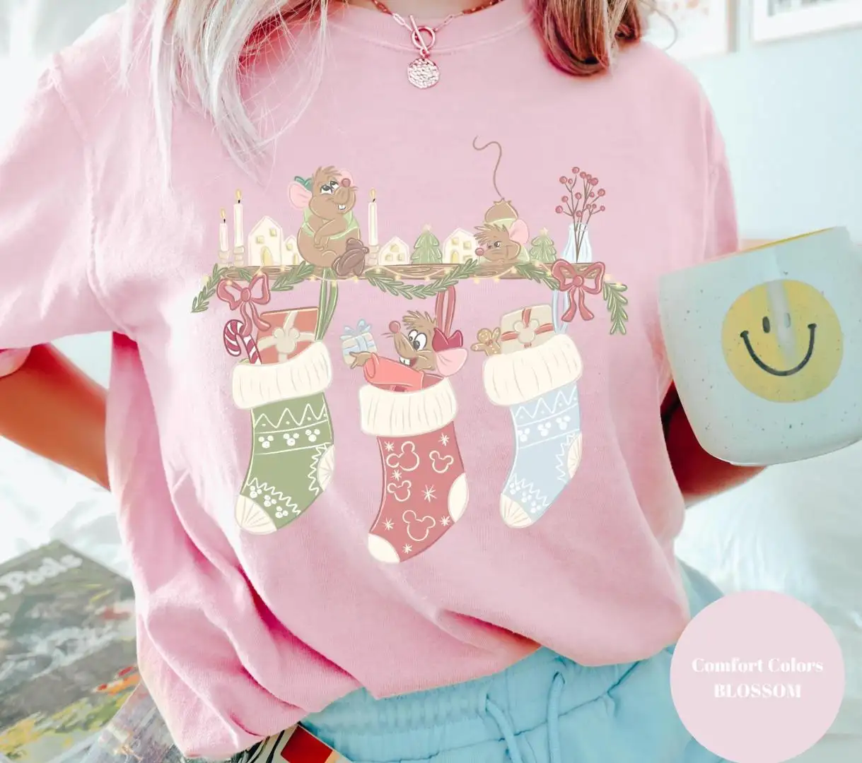 Comfort Colors Christmas Vintage Cinderella Stocking Shirt Gus Gus Cinderella Shirt Princess Shirt, Disney Girl Trip Gus Gus Christmas Shirt
