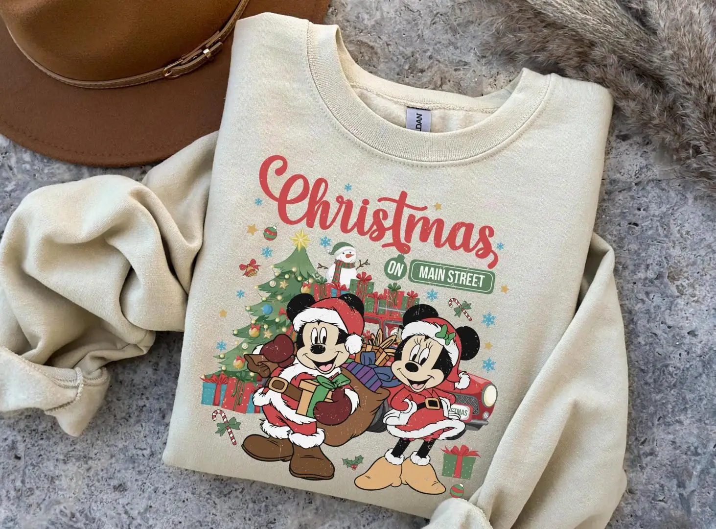 Disney Merry Christmas on Main Street Sweatshirt, Christmas Tree Tee, Mickey Minnie Christmas Sweater, Disney Merry Christmas Party 2025