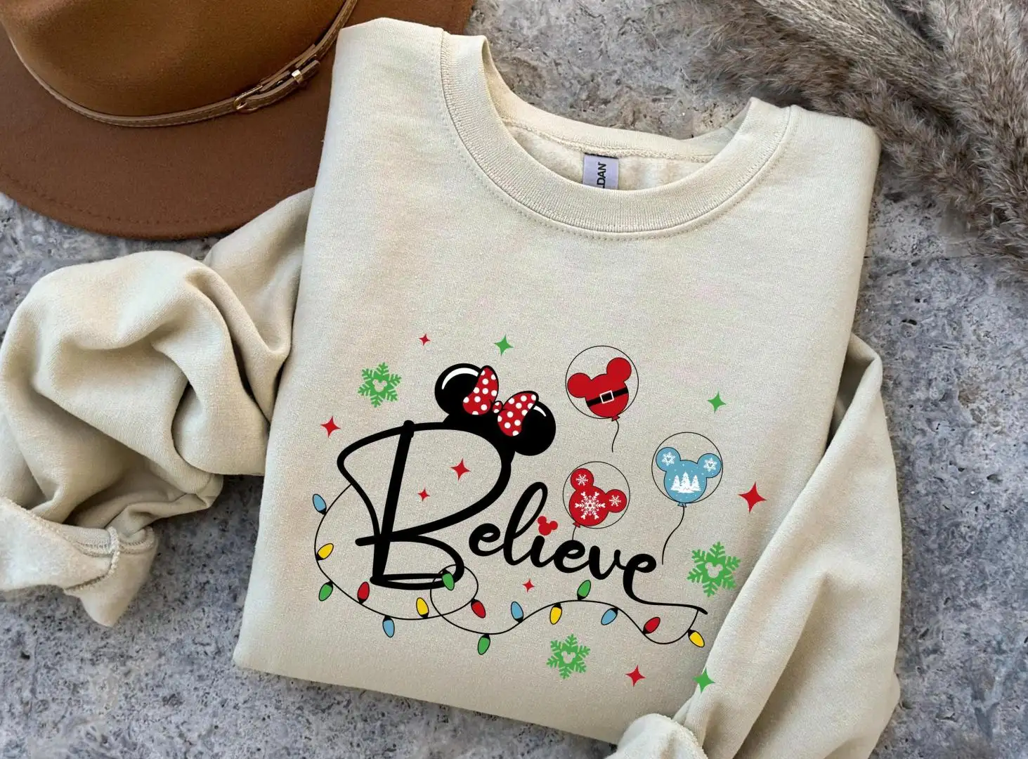 Disney Believe Christmas Sweatshirt, Believe, Christmas Mouse Balloons Tee, Holiday Season, Christmas Believe Shirt, Christmas Light Shirt