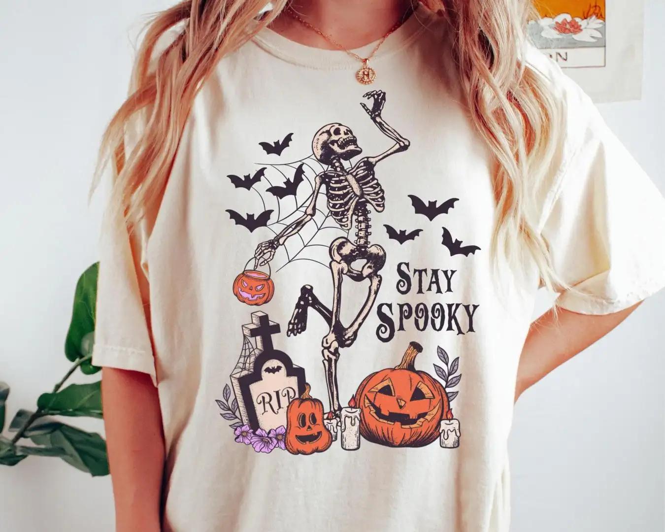 Comfort Colors, Skeleton Fall Halloween, Stay spookyt-shirt, halloween, Witch TShirt, Halloween Shirt, , Halloween Tee, Gift For Halloween