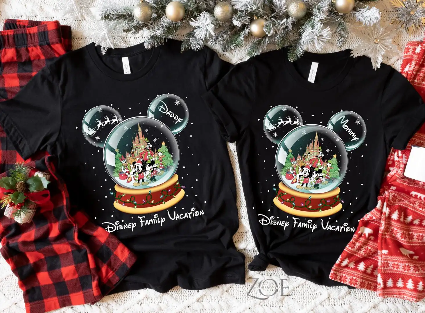 Custom Mickey and Friends Snow Globe Christmas Shirt, Disney Family Vacation Xmas Sweatshirt Very Merry Xmas Party 2025 Gift Tee