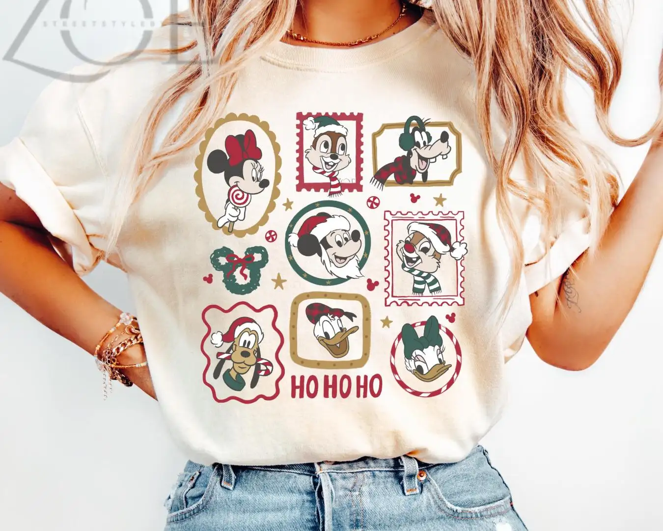 Comfort Colors Disney Mickey Friends Christmas Shirt, Ho Ho Ho Shirt, Disney Christmas Mickey Head Shirt, Disneyland Xmas Holiday T-Shirt