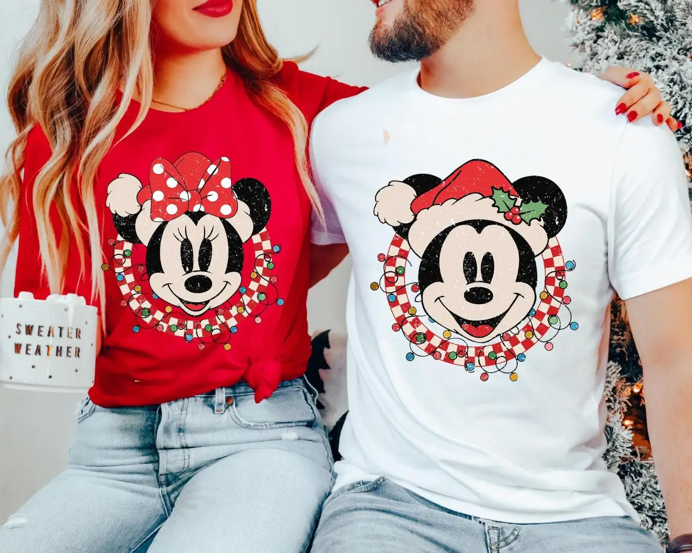 Retro Disney Mickey Minnie Christmas Sweatshirt, Christmas Family Tee, Couple Disney Family Christmas Shirt, Christmas Sweater,