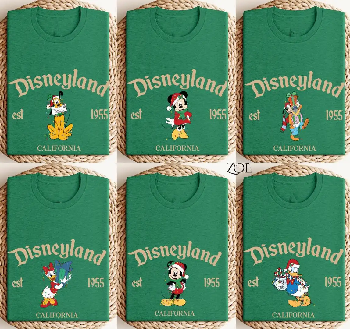 Retro Disneyland Christmas Shirt, Holiday Mickey & Friends Gift, Christmas Family Outfit, Retro Disney California Est. 1955 Tee