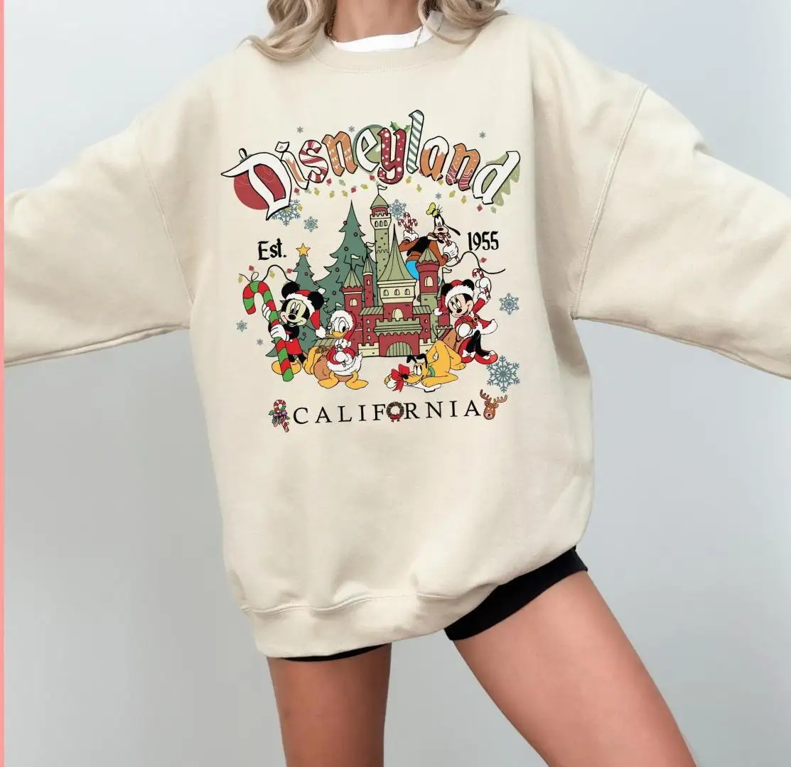 Disneyland California Sweatshirt, Mickey and Friends Christmas Shirt Sweatshirt, California Theme Park Tee, Retro Disneyland Est 1955 Shirt