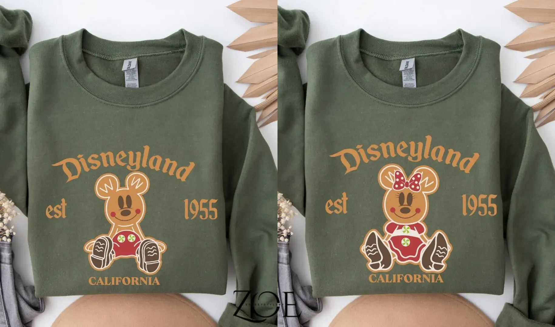 Disneyland Est.1955 California Mickey & Minnie Gingerbread Sweatshirt, Disney Christmas Couple Tee, Disney Merry Christmas Party Shirt Sweater