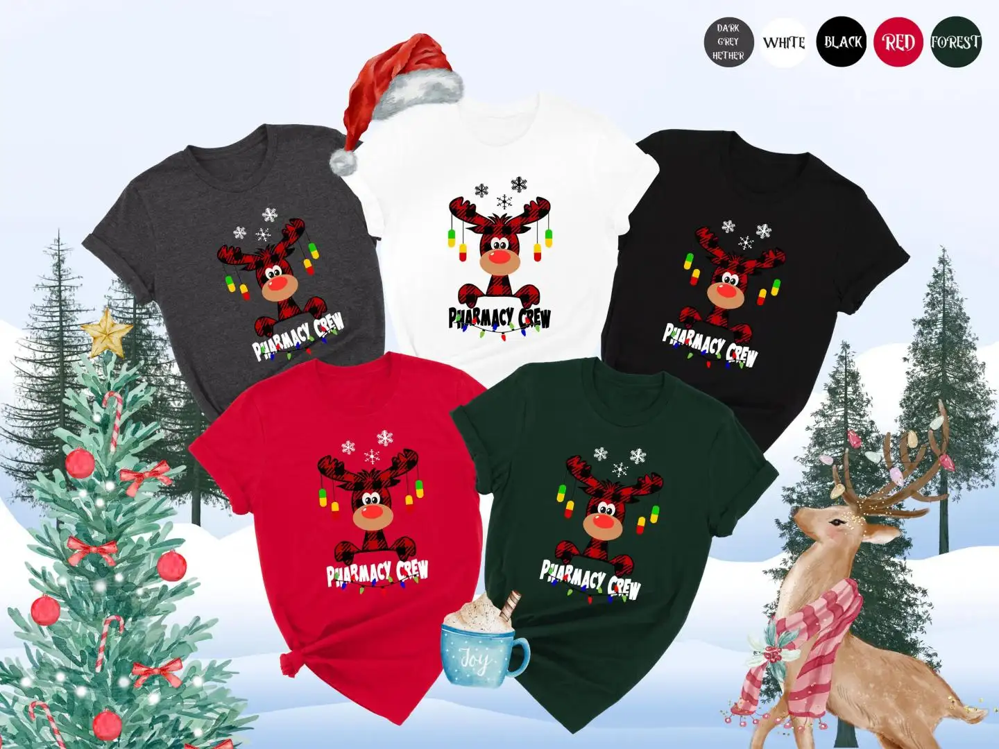 Christmas Pharmacy Crew Shirt, Xmas Tee, Pharmacist Christmas Gift, Cute Reindeer Shirt, Christmas Pharmacy Matching Shirt, Pharmacy Tech Tee