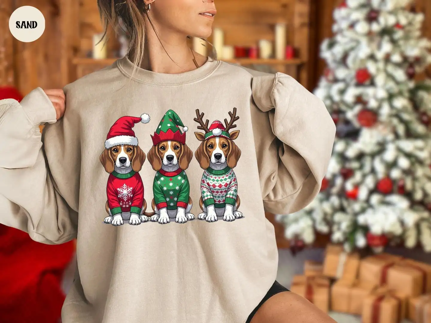 Beagle Christmas Sweatshirt, Beagle Lover Gift, Hunting Sweatshirt, Beagles Sweatshirt, Dog Christmas Hoodie, Dog Mom Gift, Holiday Sweater