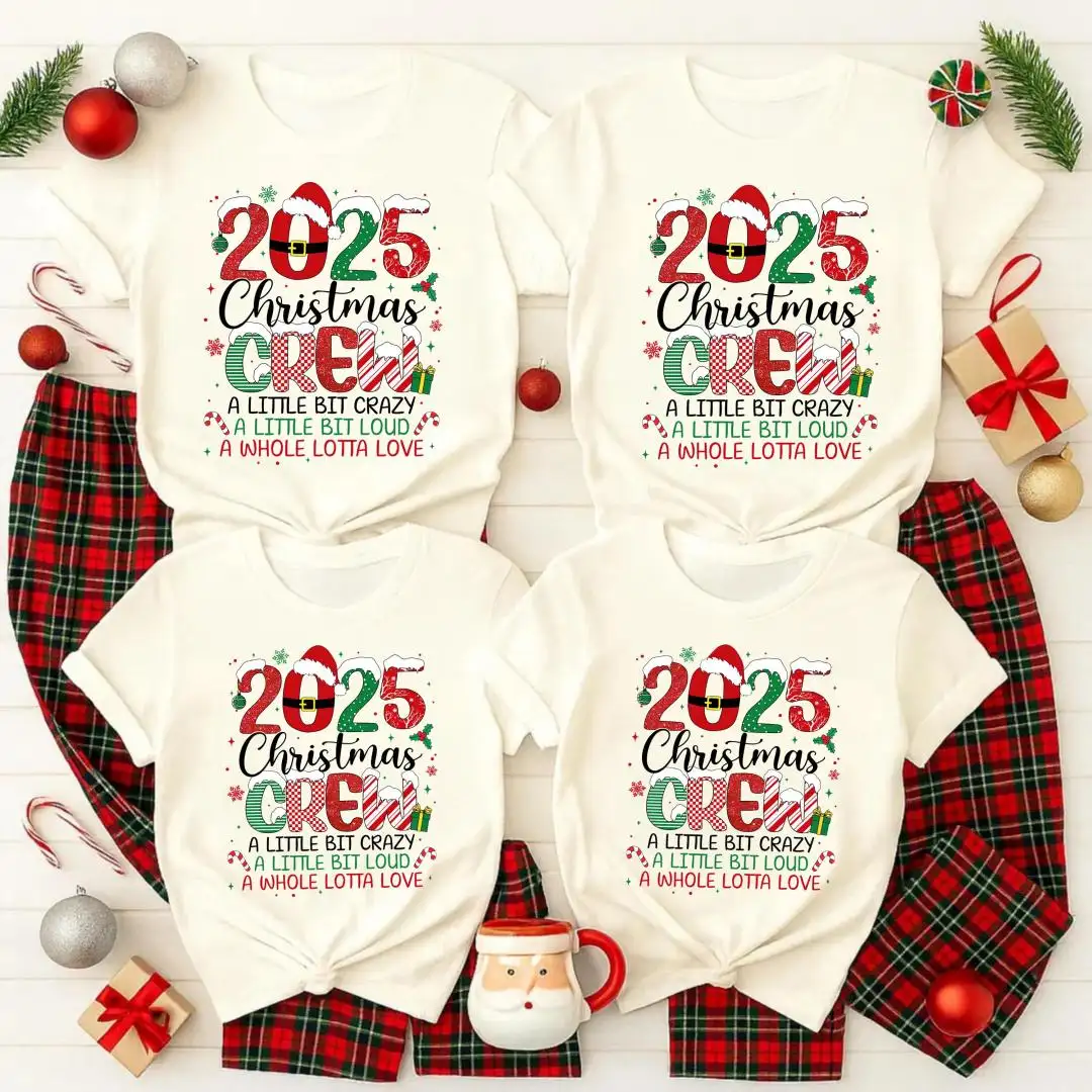 2025 Christmas Crew Shirt, Funny Group Christmas Outfit, Cute Christmas Pajama Top, Matching Group Holiday T-Shirts, Xmas Family Party Gift