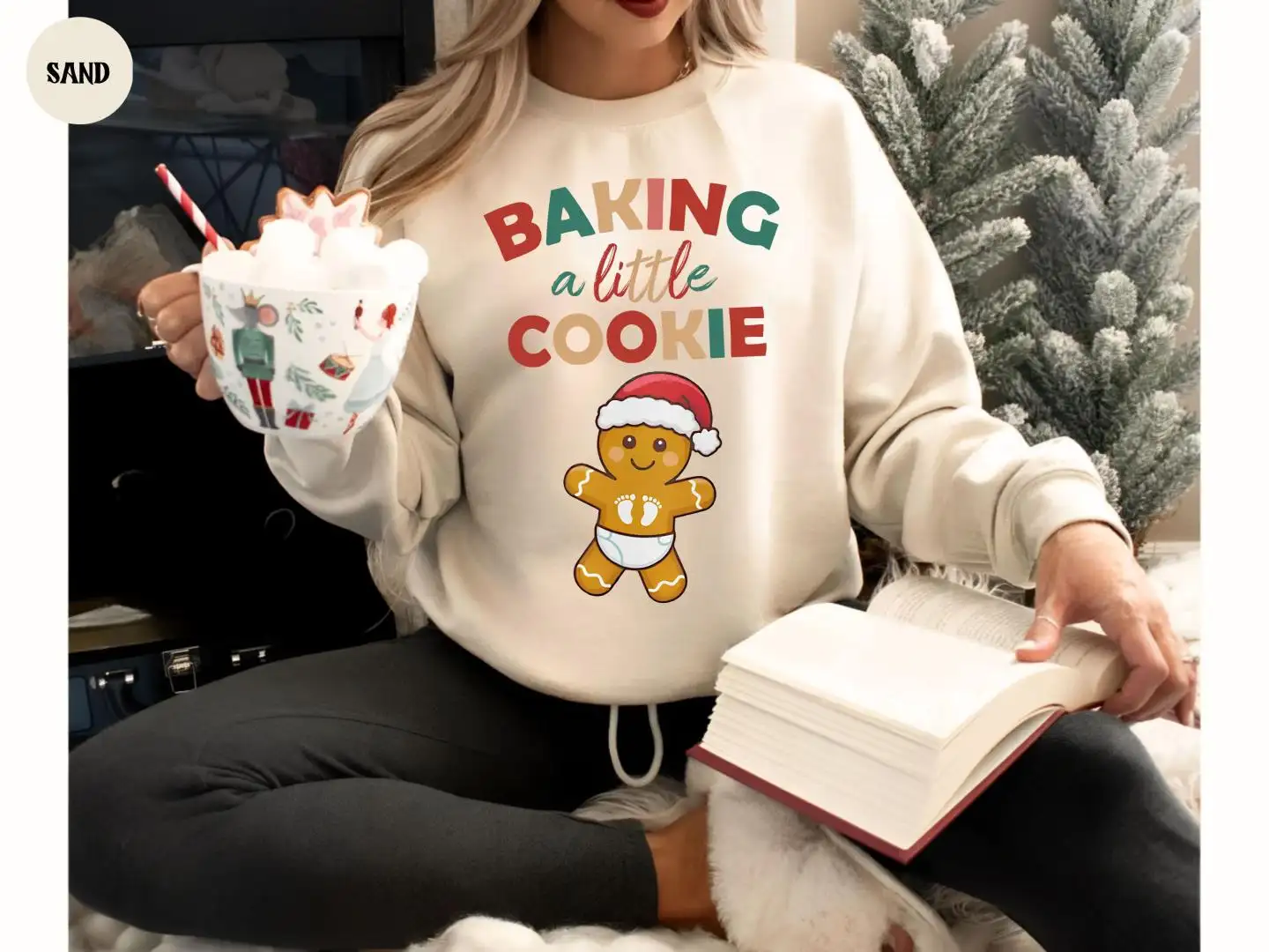 Baking a Little Cookie Pregnancy Announcement Christmas Sweatshirt, Baby Shower, Baby Reveal Christmas Sweater, Maternity Christmas Hoodie