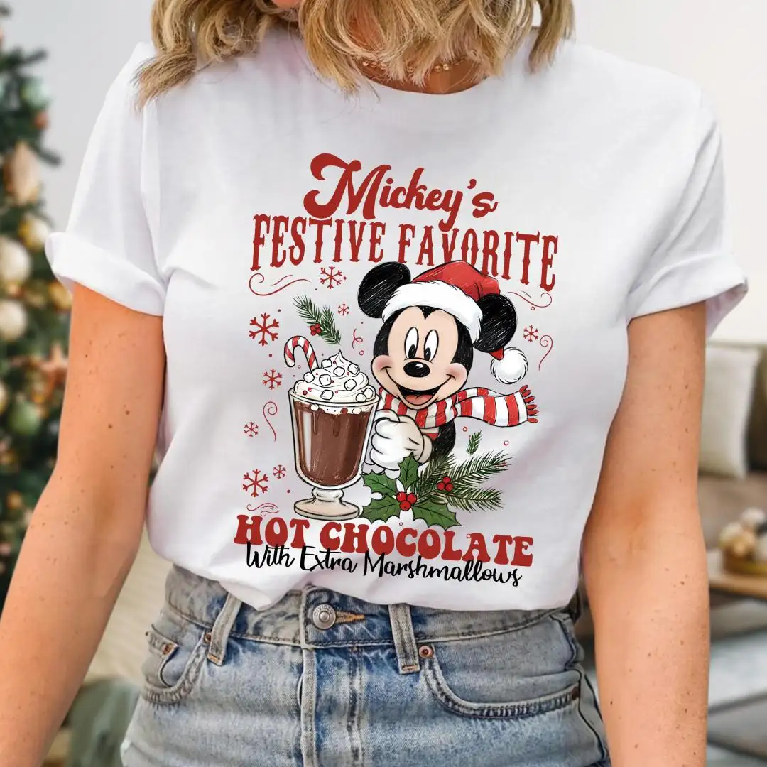 Mickey Christmas Shirt, Festive Favorite Hot Chocolate Christmas Shirt, Winter Party Gift, Disneyland Xmas Trip Shirt, Disney Holiday Shirt