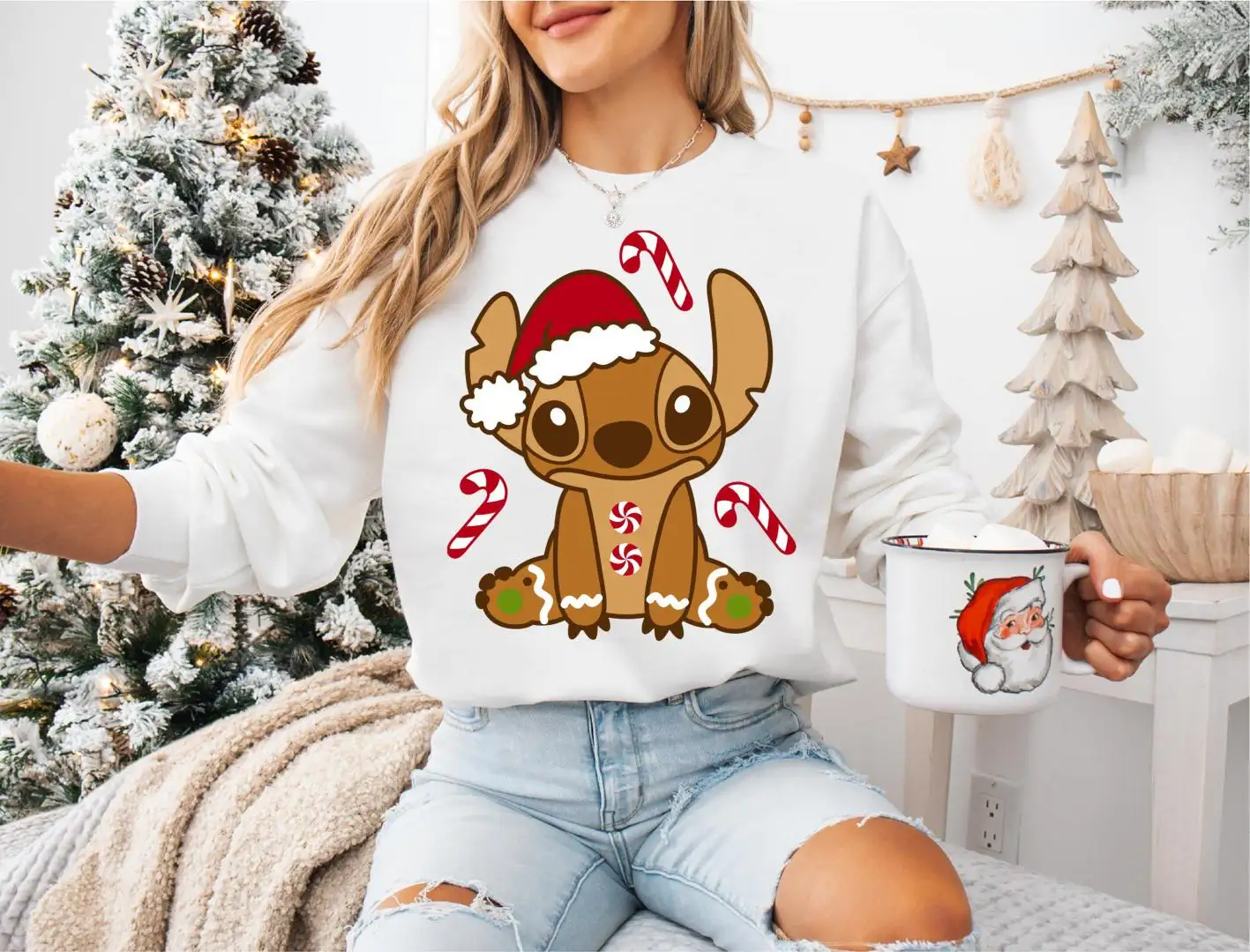 Disney Stitch Christmas Sweatshirt, Stitch Gingerbread Christmas Gift T-Shirt, Christmas Cookie Shirt, Family Disneyland Vacation Tee