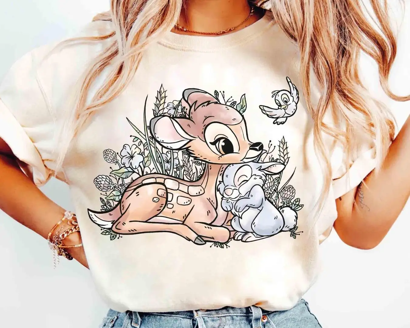 Disney Bambi Thumper Floral Retro Shirt for Family Vacation