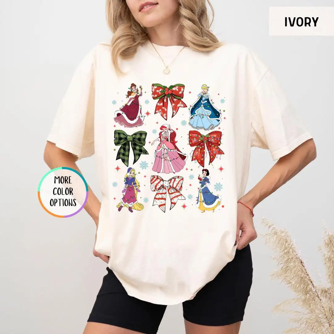 Disney Princess Christmas Shirt, Comfort Colors, Girls Xmas Trip Tee, Disney Christmas Girl Gift, Christmas Shirt, Princess Christmas Shirt