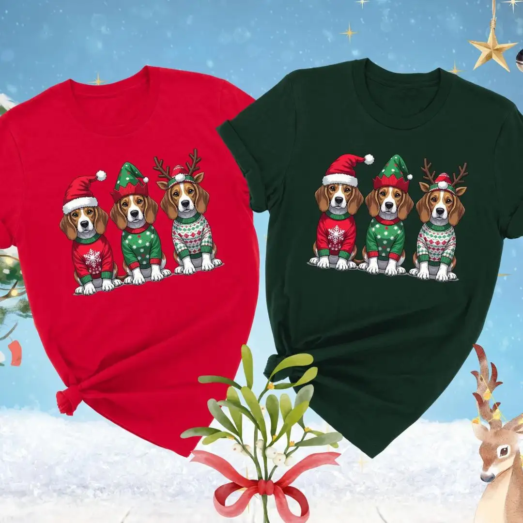 Beagle Christmas Shirt, Beagle Lover Gift, Beagle Mom, Dog Mom Shirt, Holiday Hunting Shirt, Xmas Dog Tee, Dog Christmas Shirt, Cute Beagles