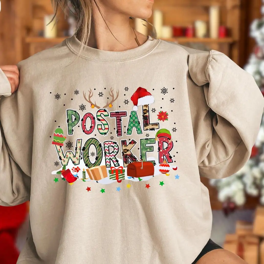 Christmas Postal Worker Sweatshirt, Mail Lady Hoodie, Post Office Gift, Postal Worker Gift, Mailman Christmas Gift, Cute Postal Carrier Gift