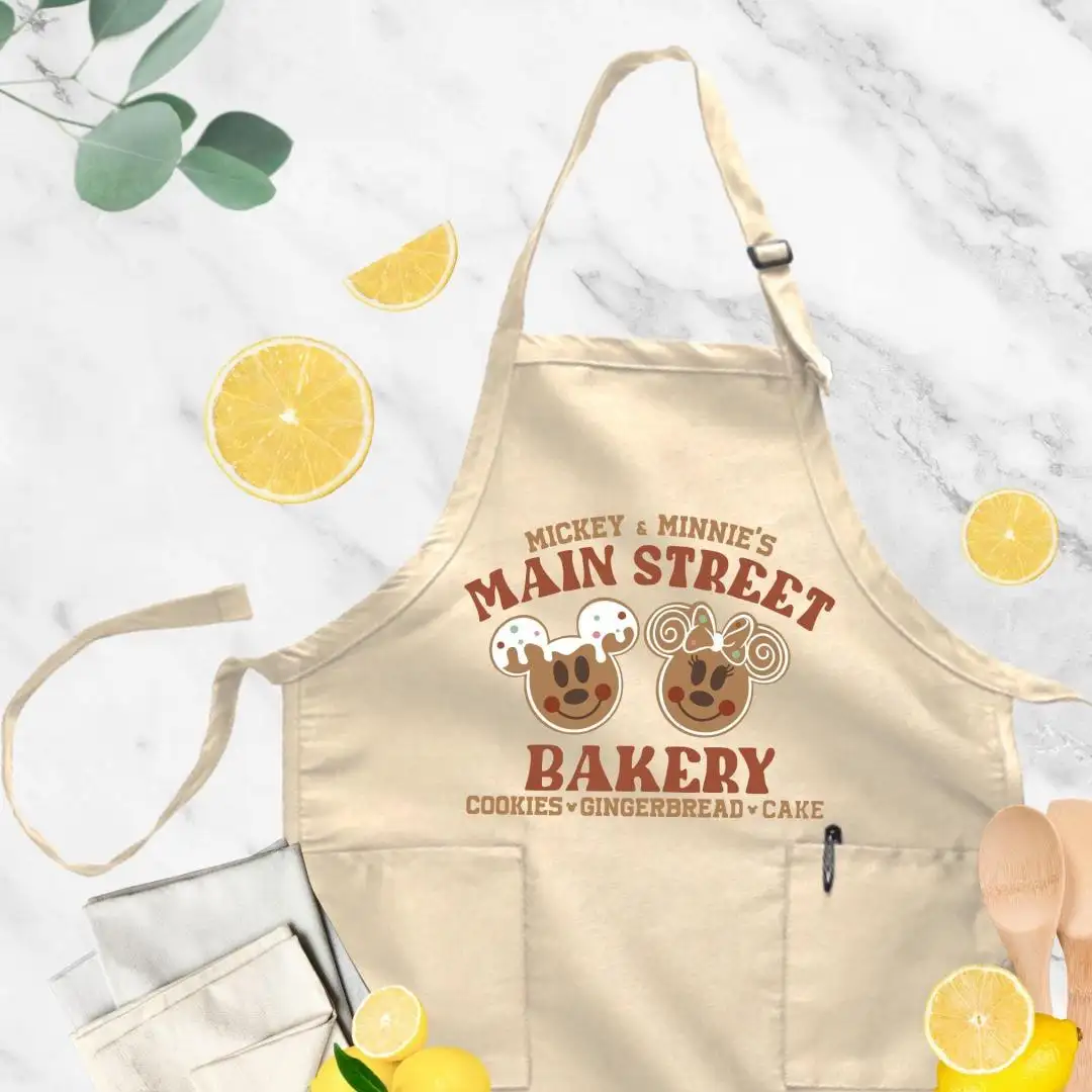 Disney Christmas Apron, Gift For Mama, Christmas Apron, Adjustable Apron, Cookie Apron, Minnie and Mickey Gingerbread Apron, Baking Crew