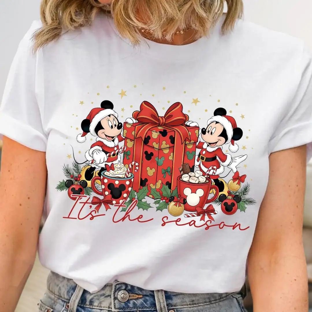 Santa Mickey and Minnie Shirt, Xmas TShirt, Disneyland Trip Gift, Disney Christmas Shirt, Tis The Season Tee, Holiday Family Matching Outfit