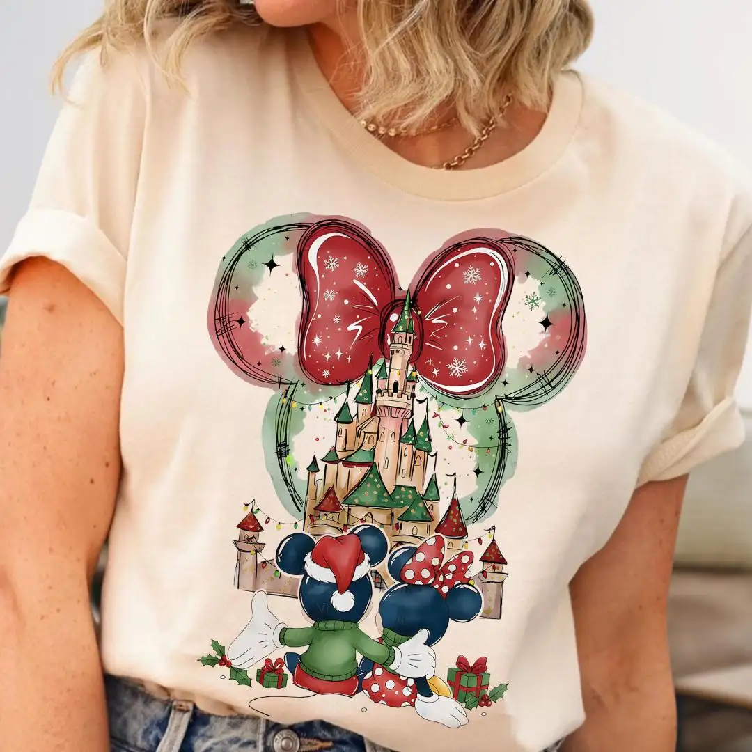 Disney Christmas Shirt, Mickey Minnie Magical Castle T-Shirt, Disneyland Trip Outfit, Xmas Girls Toddler Shirt, Matching Couple Holiday Tee