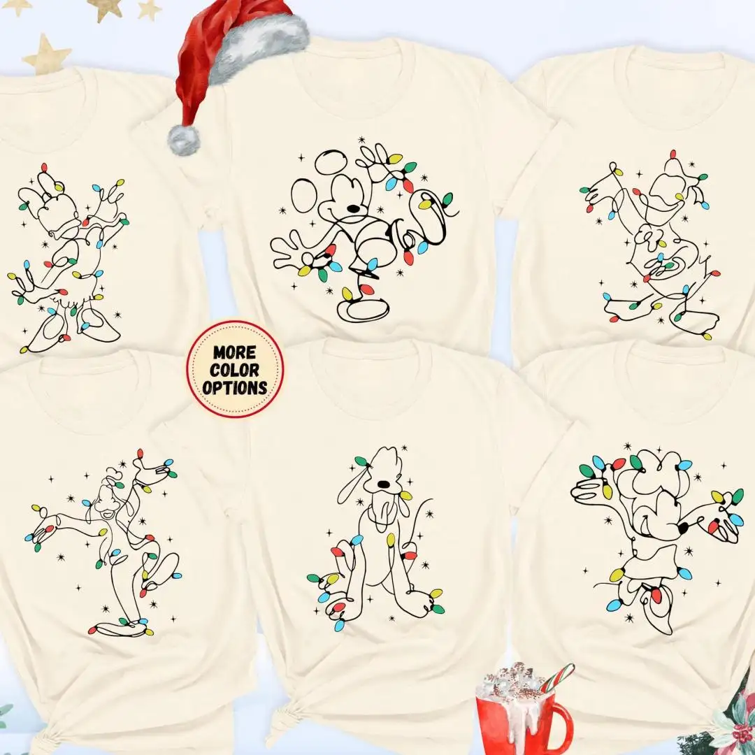 Mickey and Friends Christmas Lights Shirt, Christmas Trip Shirt, Disneyland Xmas, Holiday Family Matching Tee, Disney Christmas Crew Shirt