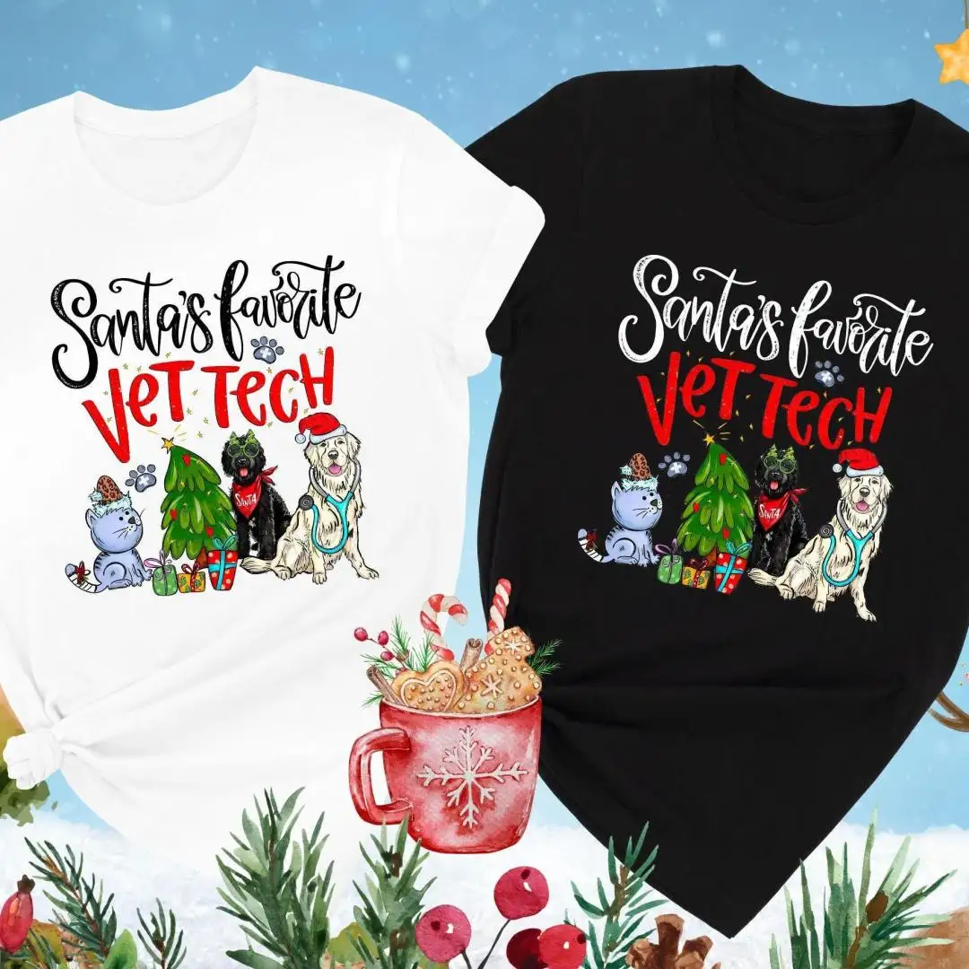 Santa's Favorite Vet Tech, Christmas Vet Tech Shirt, Vet School Shirts, Veterinarian Gift, Veterinary Tech Christmas, Holiday Vet Office Tee