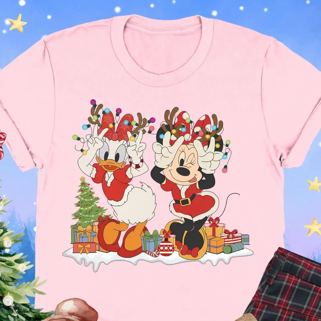 Minnie and Daisy Reindeer Christmas Shirt, Disney Girls Trip Xmas Shirt, Kids Christmas Holiday Tee, Baby Christmas Tee, Disney Besties Tee