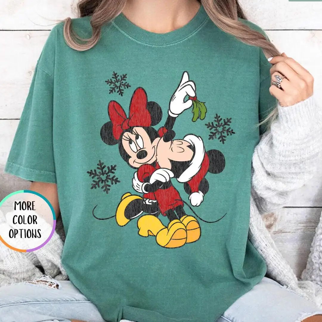 Comfort Colors® Mickey And Minnie Christmas Shirt, Disneyland Trip, Christmas Party Shirt, Vintage Disney Christmas, Christmas Couple Shirt