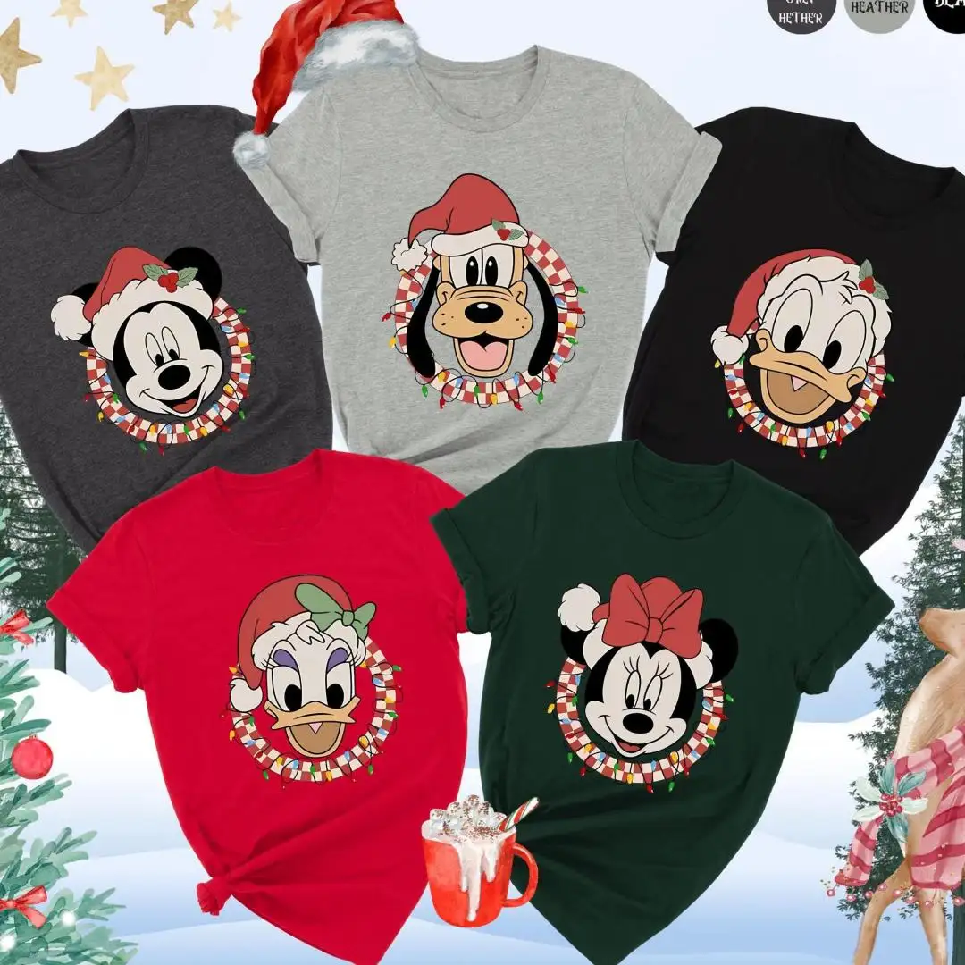 Checkered Christmas Mickey and Friends Shirt, Disney Christmas Group Shirt, Disney Christmas Shirt, Matching, Disney Christmas Family Shirts
