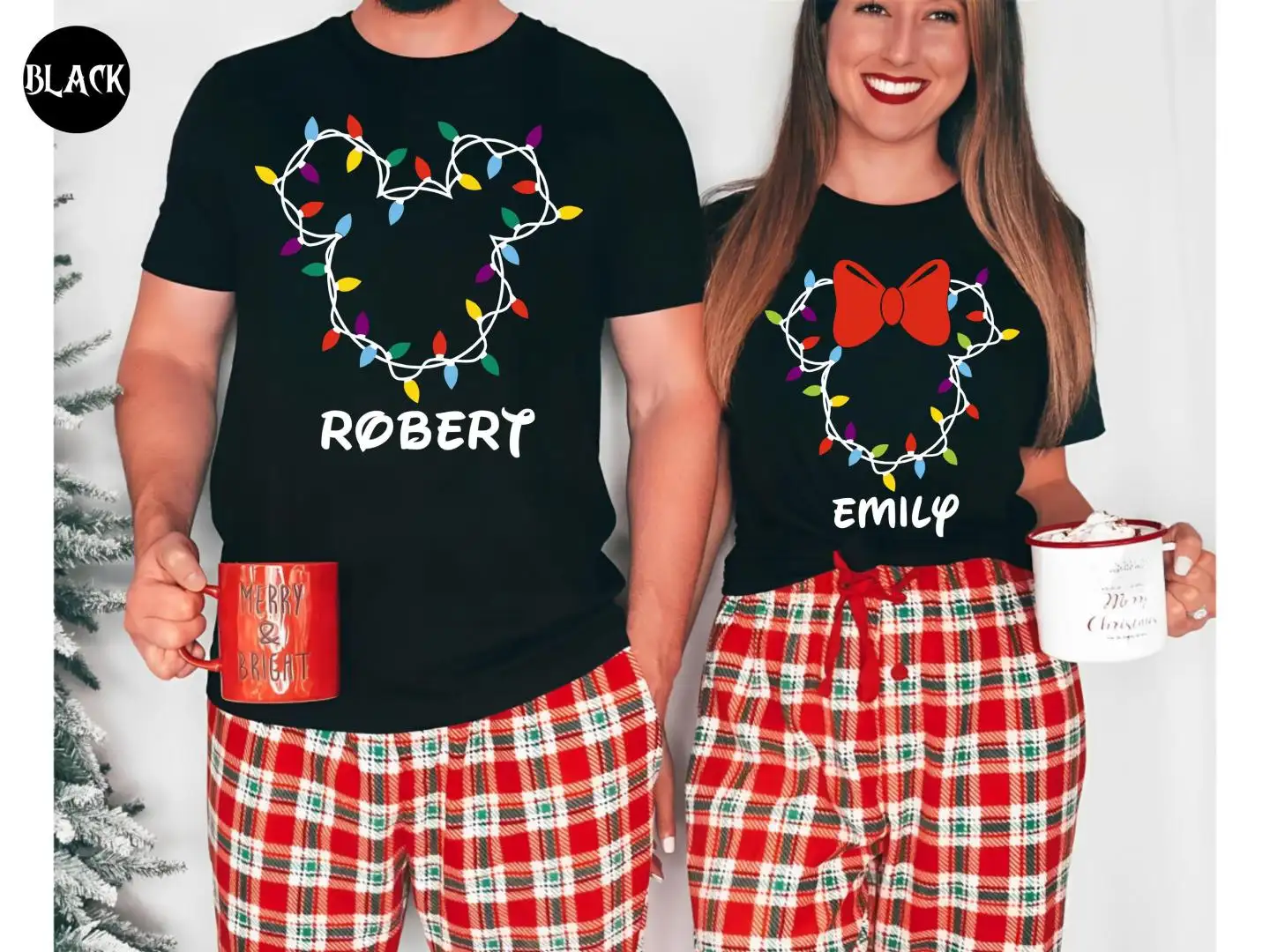 Custom Disney Christmas Couple Shirt, Disneyland Trip Shirt, Christmas Lights Tee, Mickey Minnie Matching Xmas Shirt, Christmas Family Gift