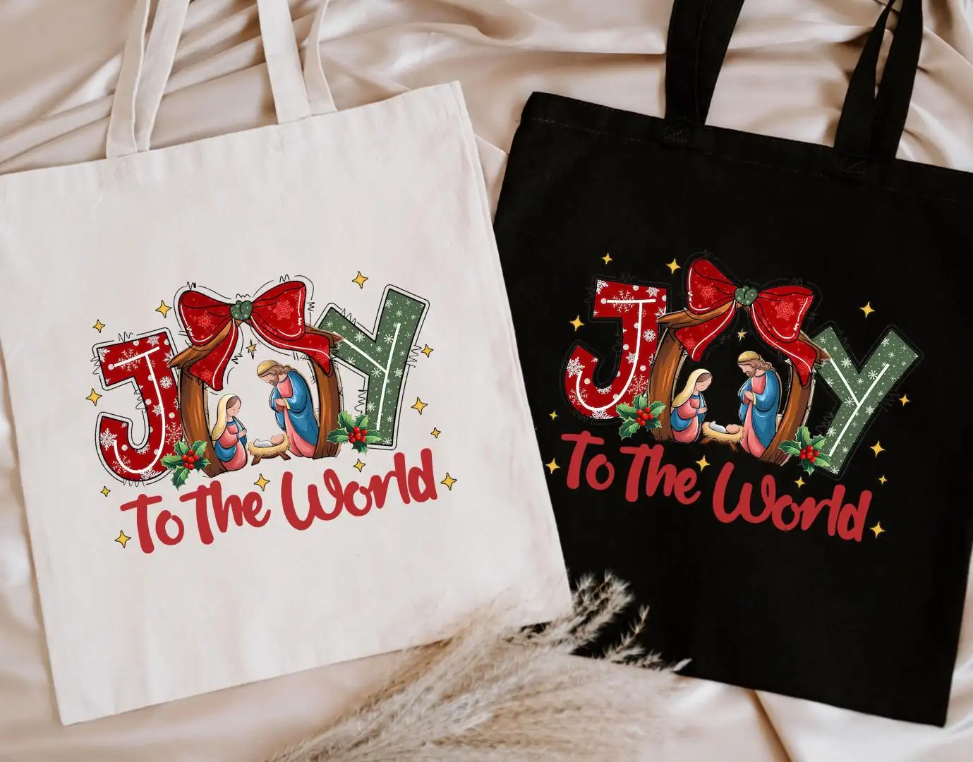 Joy To The World Jesus Tote Bag, Nativity Bag, Tote Bag Aesthetic, Christian Tote Bag, Christmas Tote Bag, Womens Xmas Gift, Church Tote Bag