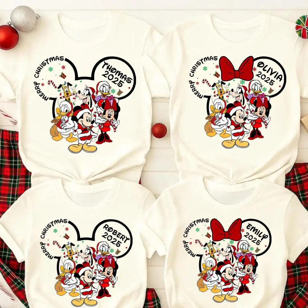 Personalized Disney Christmas 2025 T-Shirt, Group Matching Mickey Minnie Tee, Custom Holiday Trip Outfit, Cute Disney Xmas Gift Shirts