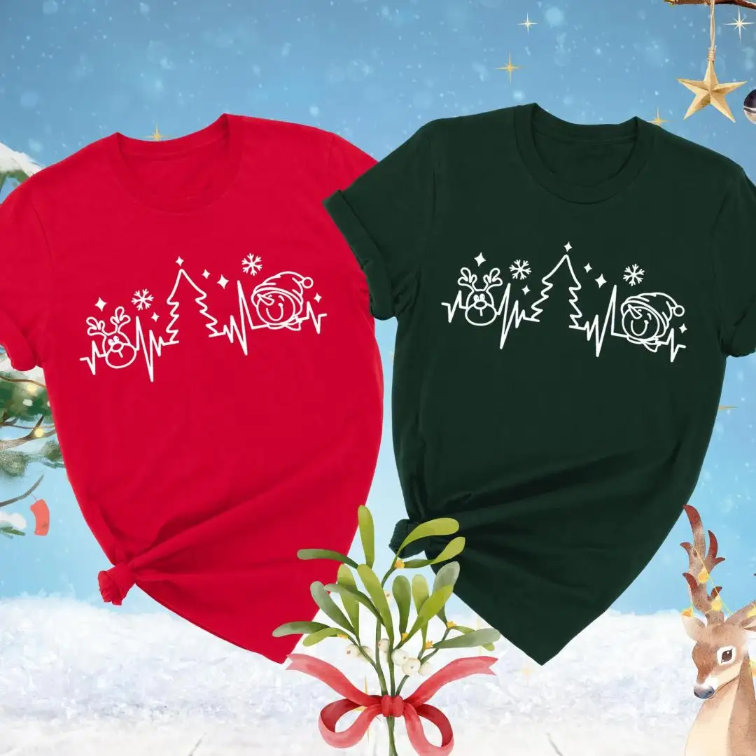 Christmas Heartbeat Shirt, Christmas EKG Nurse Shirt, Christmas Nursing Shirt, Christmas Gift for Nurse, Christmas Nurse T-Shirt, Medical Tee