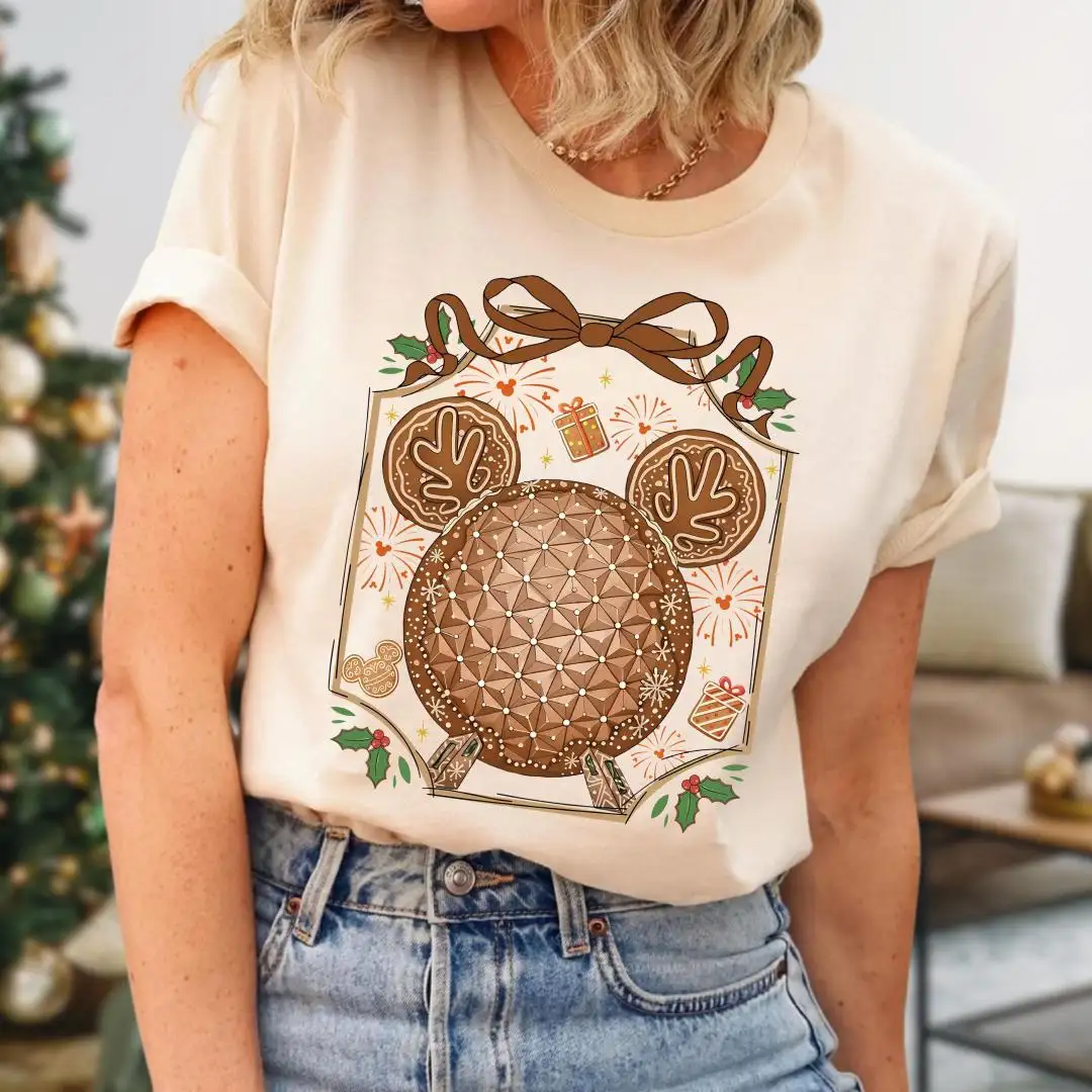 Disney Epcot Christmas Shirt, Disneyland Christmas T-Shirt, Disney Xmas Party Gift, Disneyworld Holiday Shirt, Mickey Xmas Shirt For Women