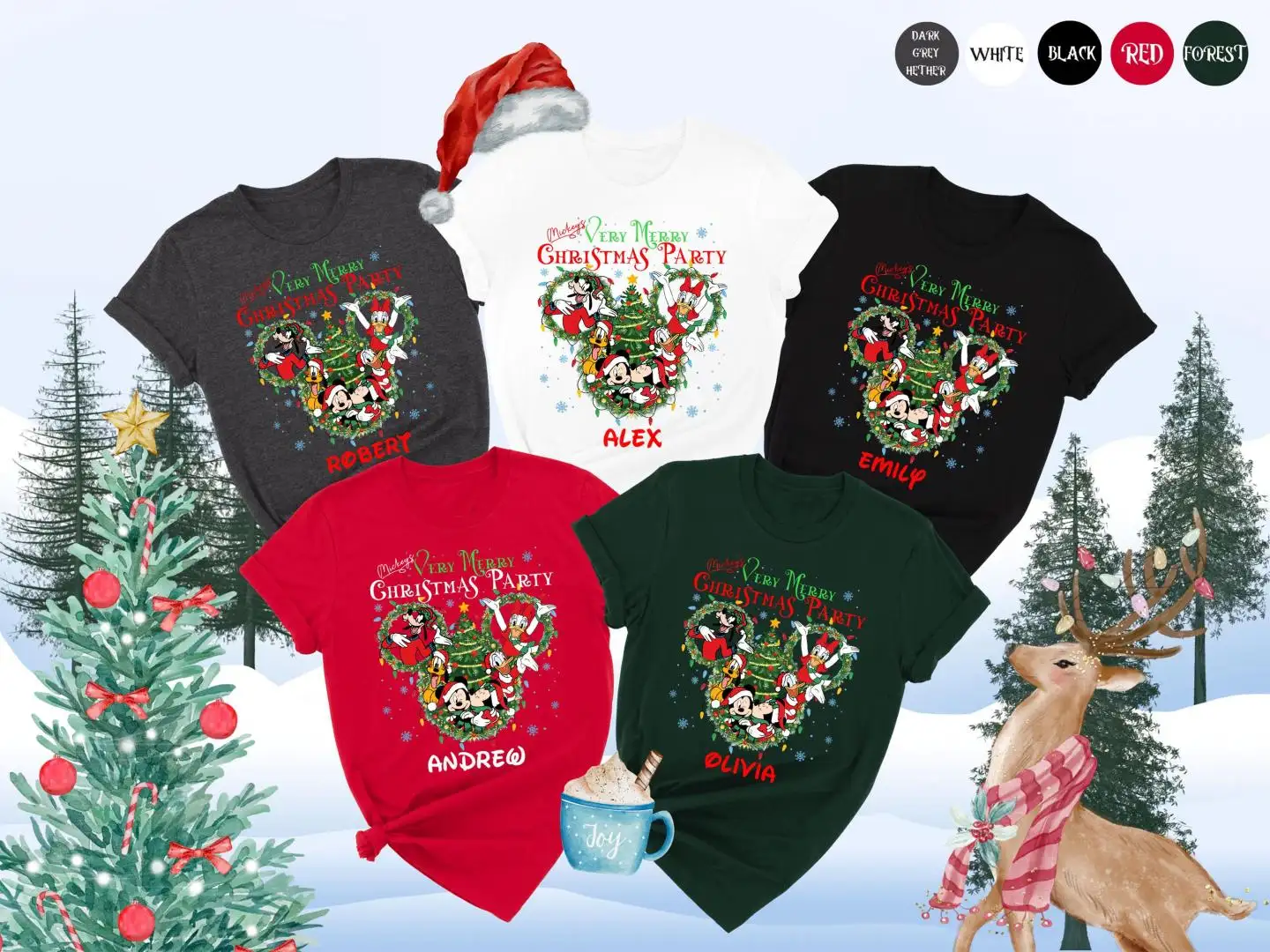 Mickey Very Merry Christmas Party Shirt, Matching Holiday Trip Outfit, Personalized Group Family Xmas T-shirt, Custom Name Disney Tee