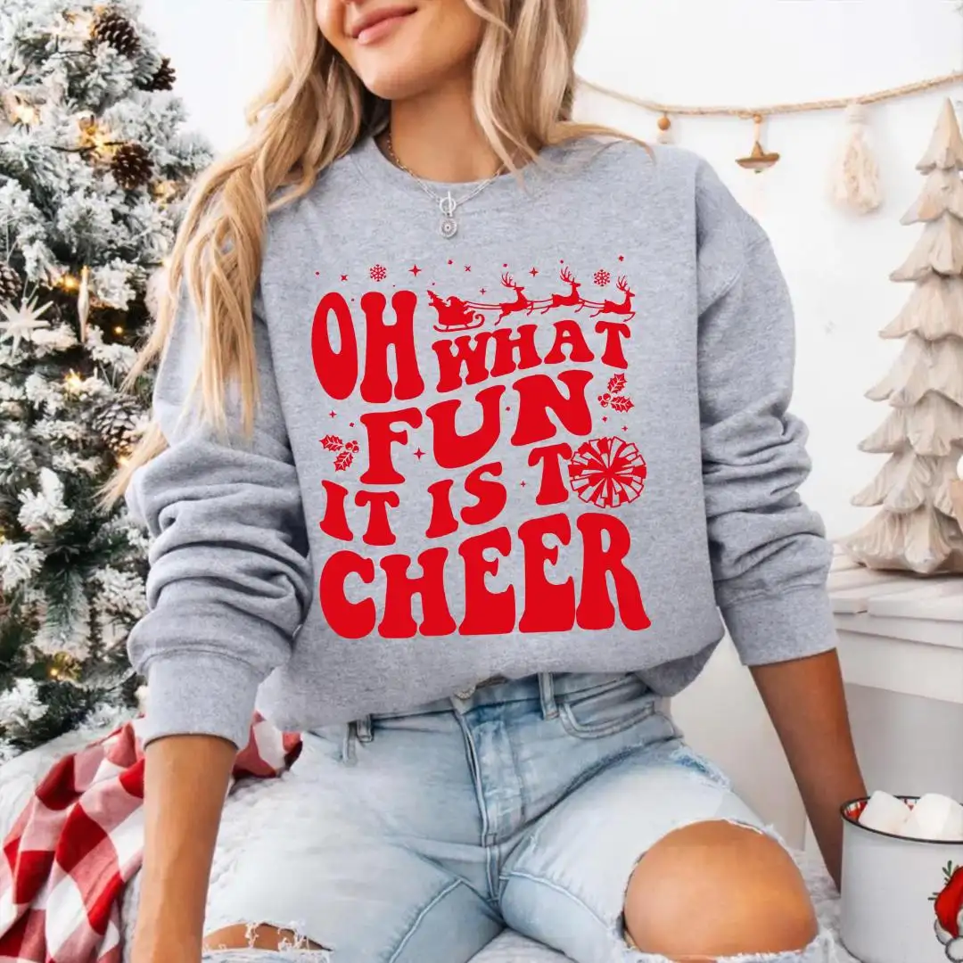 Christmas Cheerleader Sweatshirt, Oh What Fun It Is To Cheer, School Spirit Sweatshirt, Cheerleader Xmas Gift Idea, Cheer Holiday Hoodie